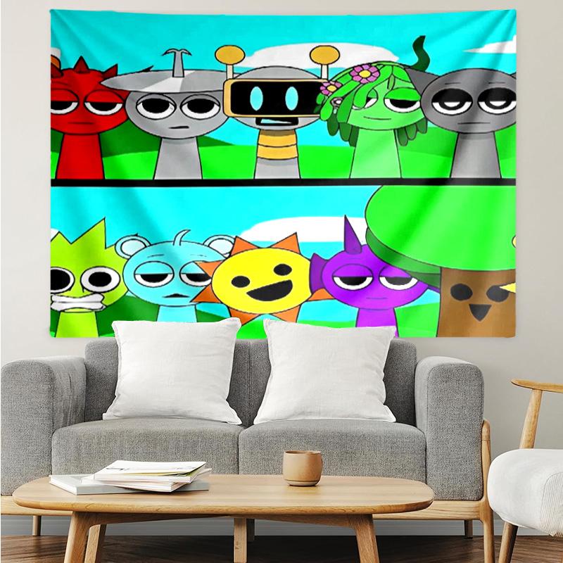 Incredibox Sprunki Tapestry for Bedroom Aesthetic Classroom Tapestries Wall Hanging for Living Room Dorm Office,Ideal Creative Gift