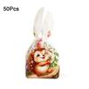50 шт. Пластиковые пакеты для конфет с кроличьими ушками, мультяшные многостильные пакеты с длинными ушками кролика, милые пакеты для упаковки печенья с животным узором, печенье