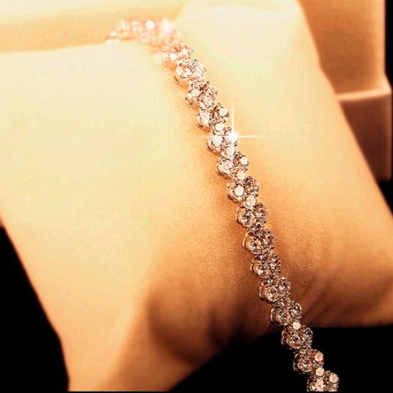 Elegant Women's Dazzling Rhinestone Bangle Bracelet Wedding Engagement Jewelry
