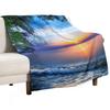 Синий океан закат Плед Одеяла Для диванов Гигантский диван Термальный теплый для зимы Одеяла