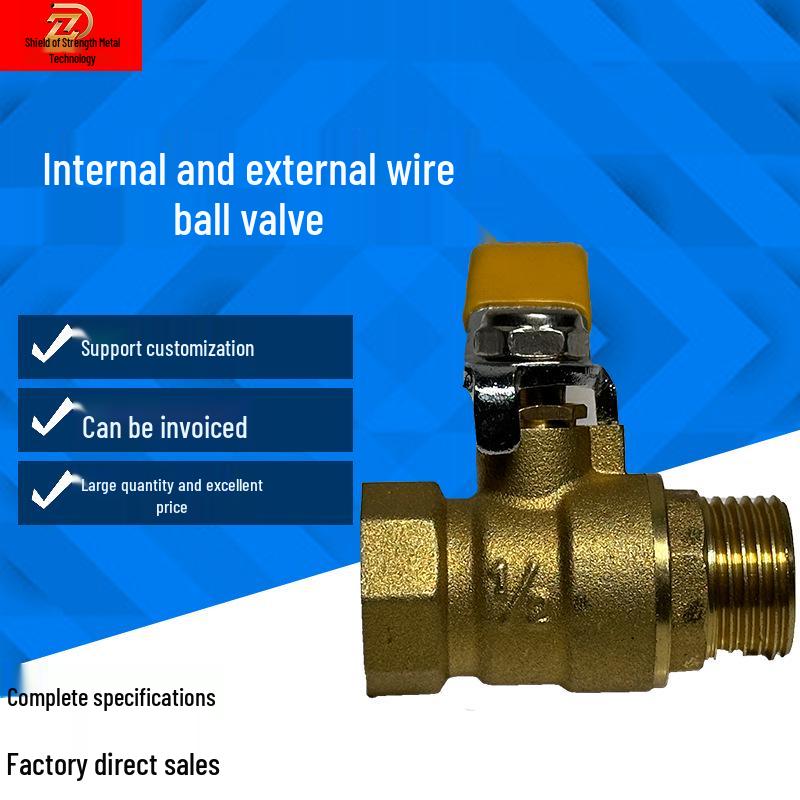 Copper DN15 Brass Ball Valve with Male/Female Threads and Thickened Screw Connection for Water Pipes