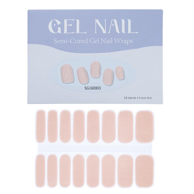 Thin Lamp Style Gel Nail Sticker 16-finger Extended Semi-curing Nail Sticker