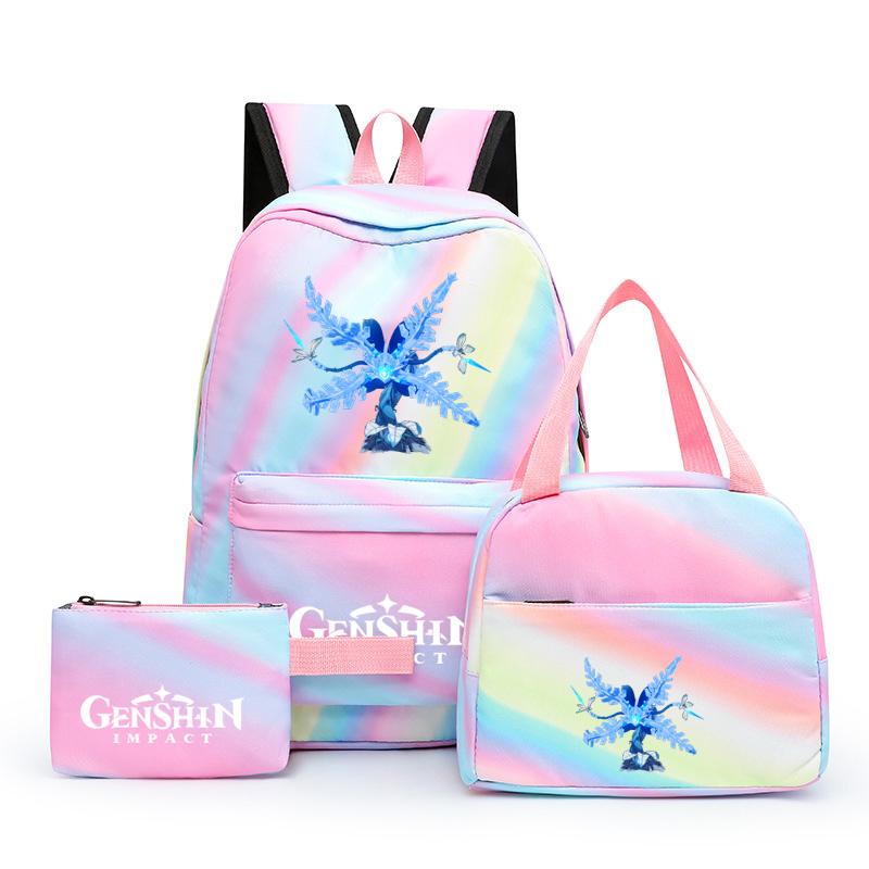 3Pcs/set Anime Girl Backpack Set School Students Kawaii Back To School Backpack Boy Children Lunch Bags Pencil Box