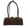 Womens Genuine Leather Loaf Bag Medium Size French Chic Shoulder Handbag With Zip Front Pocket