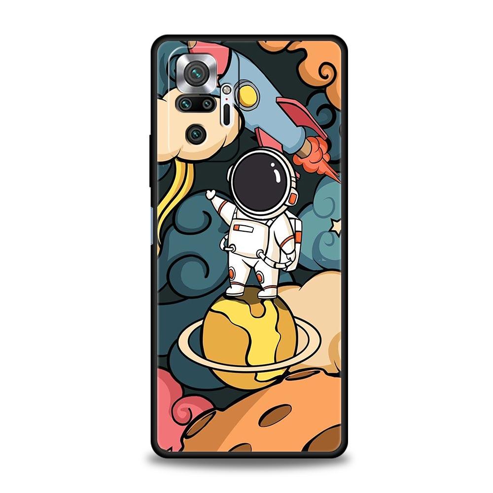 Мультяшный милый чехол-бампер с космонавтом для Redmi 14C 10C Note 15 14 13 12 10 11 K40 Pro Plus 5G Ударопрочный мягкий ТПУ корпус Сумки
