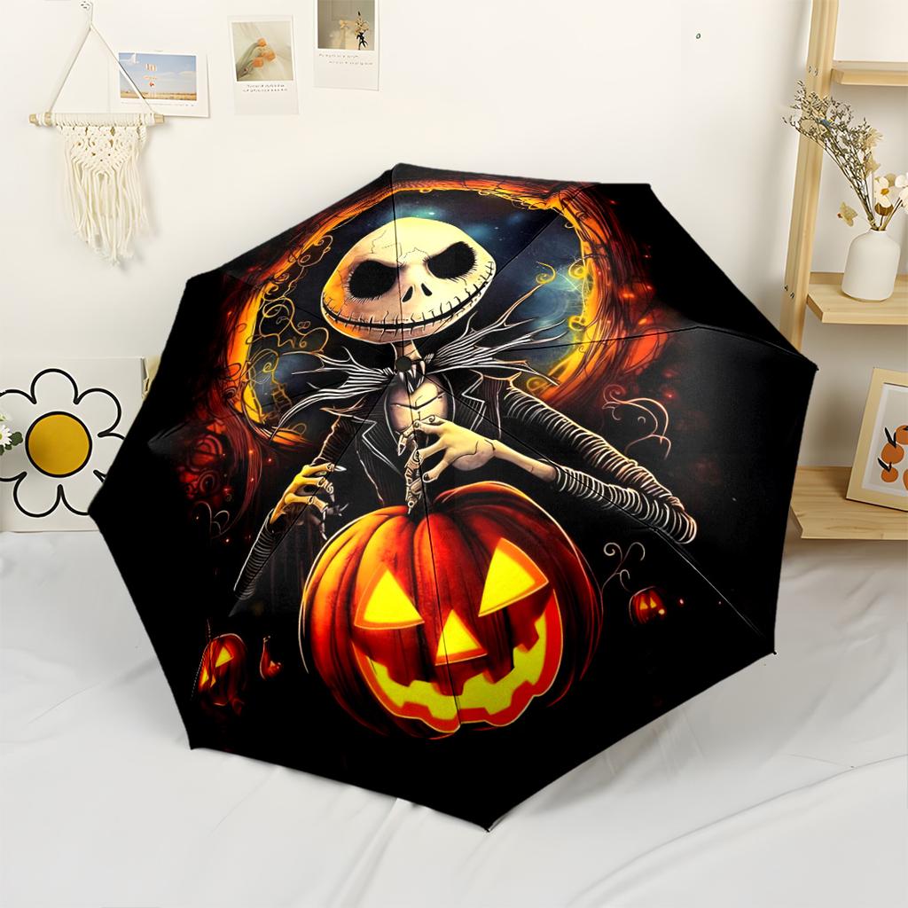 Jack Skellington S Halloween Automatic Umbrella Retractable Design with 8-Rib Durability Sturdy Construction All-Season Umbrella for Travel