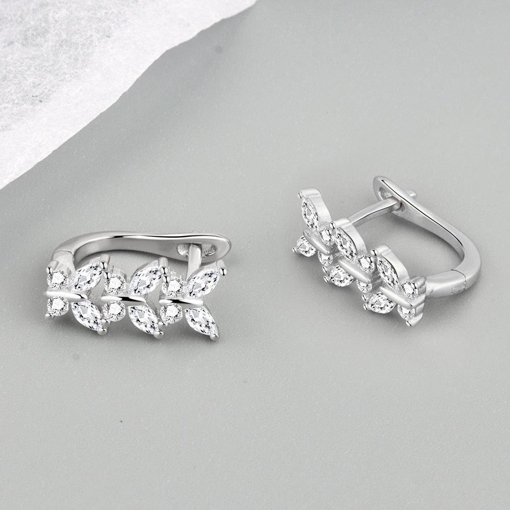 High-end Jewelry 925 Sterling Silver Zircon Micro Paving 5A Straight Pull lightning Guard Ring Earrings Fashion Women's Jewelry