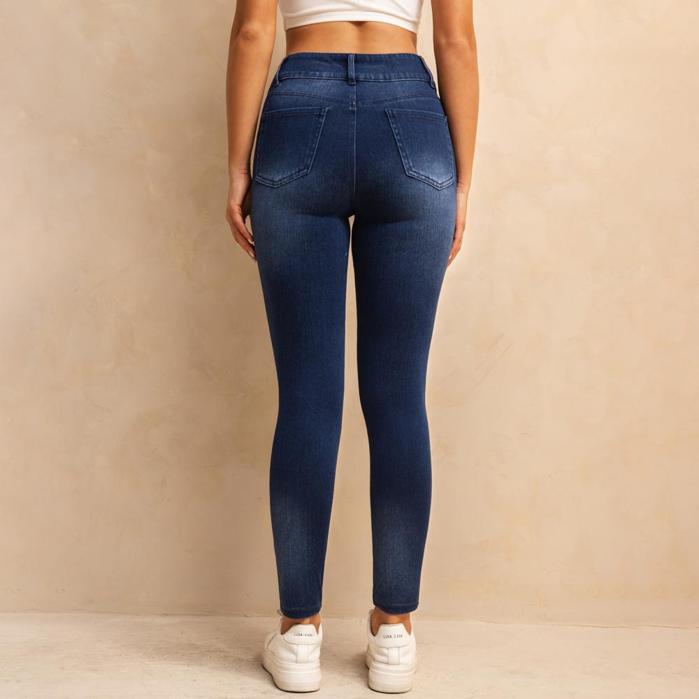 Shascullfites Melody High Waisted Zipper Pocket Jeans Button Denim Woman Pants Dark Blue Stretch Jean Lifts Buttocks