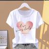 (Asian Size) Graphic Tee T Clothing Love Heart Letter Trend Cute Casual Fashion Print Female Casual Women's Top Short Sleeve T-shirt