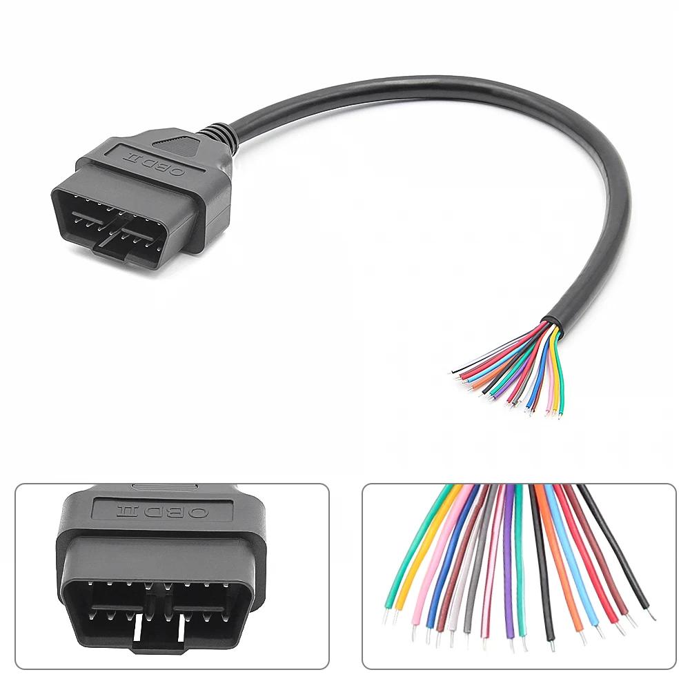 JieYuan 30cm 16pin Female to Male DIY OBD2 Auto Extension Cable Automotive Car Diagnostic auto Tool Scanner OBDII Connector