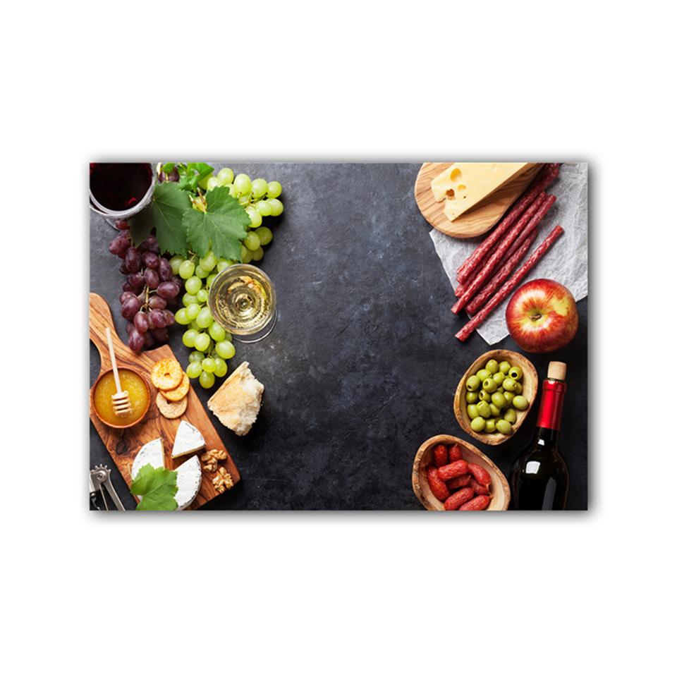 Овощи Фрукты Здоровая кухня Еда Холст Картина Греп Сыр Плакаты Печать Настенные картины Ресторан Столовая Декор