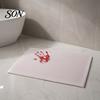 Funny Halloween Party Supplies Creepy Bathroom Rug, Color Changing Blood Red Footprint Escape Room Scene Decor Non Slip Scary Bath Mat for Home