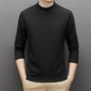 Yousheng Весна Осень Мужской Топ Защита Шеи Полувысокий Воротник Двусторонний Немецкий Велюр Приталенный Эластичный С Длинным Рукавом Пуловер Базовый Свитшот