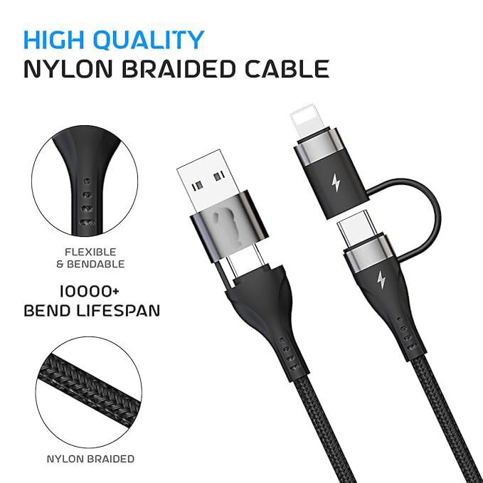 Быстрый USB-кабель 4 в 1, совместим с 65 Вт Type C на Type C, 60 Вт USB B0CNVM55PQ