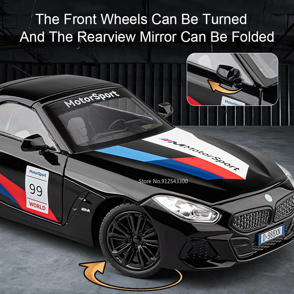 1:22 Z4 i8 Roadster Model Toy Car Wheel Steering Music Light Pull Back Shock Absorption Sports Cars Models Hobby Ornaments