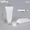 50Pcs 5/10/15ml Frosted Soft Tube With Screw Lid Empty Lotion Squeeze Bottle Refillable Cosmetic Cream Container With Syringe