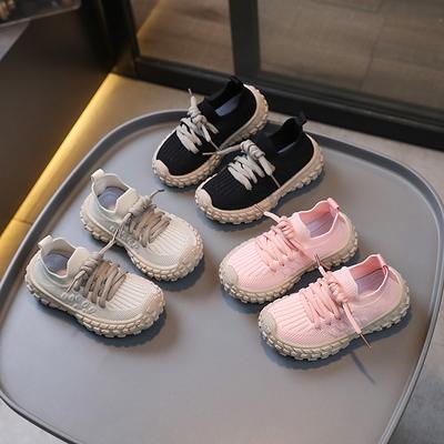 Весенне-осенние новые дышащие сетчатые мальчиковые и девичьи однотонные спортивные туфли на мягкой подошве для повседневной носки