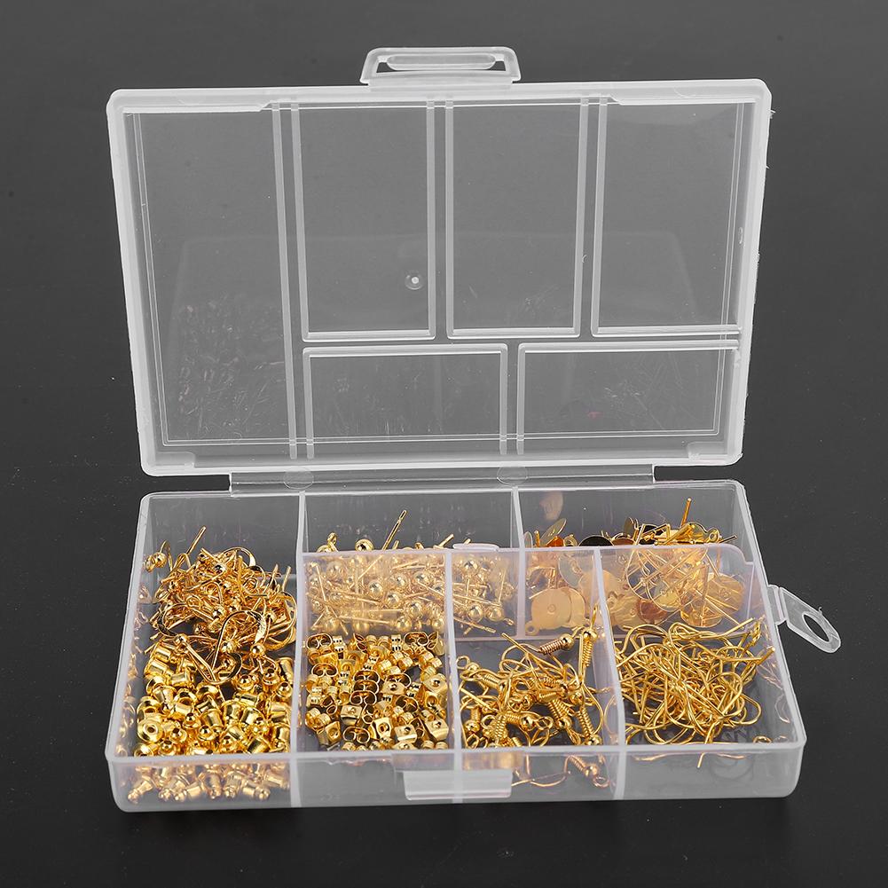 Набор для изготовления серег Круглые бусины Пуссеты Швензы Крючки для серег Набор ювелирной фурнитуры Золотой