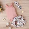 Citgeett Summer Infant Baby Girl Pants Suit Casual Party Off Shoulder Romper Tops + Print Short Pants + HeadBand