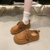 Женская обувь на кожаной платформе, новая осенняя повседневная обувь на плоской подошве Boken, одинарная обувь Doudou