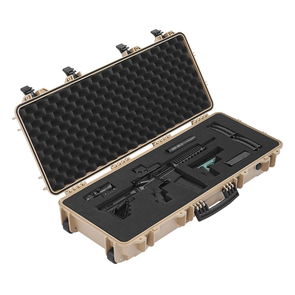 VEVOR Hard Rifle Case, Lockable Rifle Case with 4 Layers Pre-cut Foams, 97.8 cm Gun Storage with Wheels
