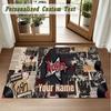 Crystal Velvet Square Rug Custom NameKorn Pattern Non Slip Home Floor Decor Rug