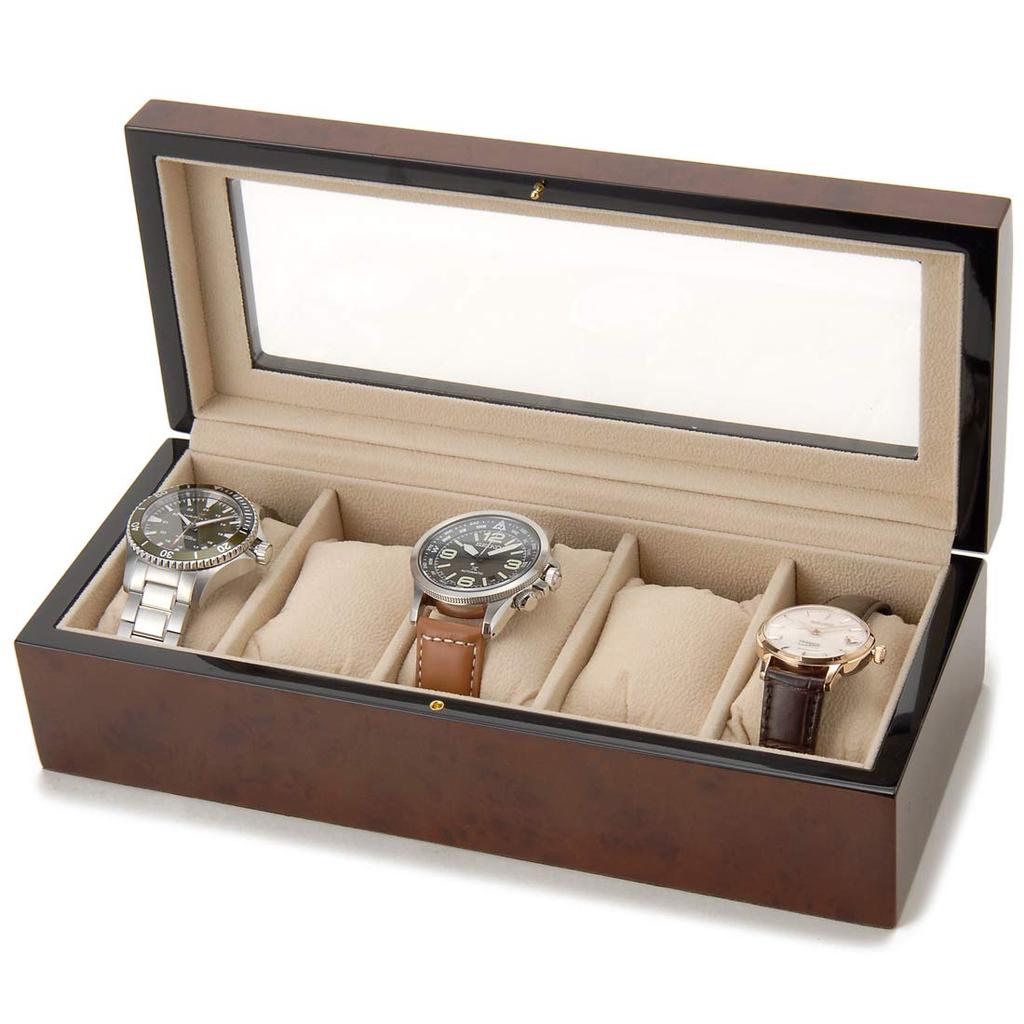 Royal Hausen Watch Storage Watch Collection Display Brown Holds 5 Watches Case, Case, Wood,