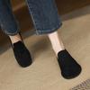 Retro British Style Frosted Fleece Small Leather Shoes Autumn New Boat Type Single Shoes Low Heel Casual Shoes Large Size Shoes