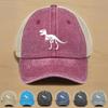 Pure White Dinosaur Print Snapback Trucker Hat, Animal Man's Cap Vintage Solid Color Non-Stretch Fabric Headwear Adjustable Baseball Cap