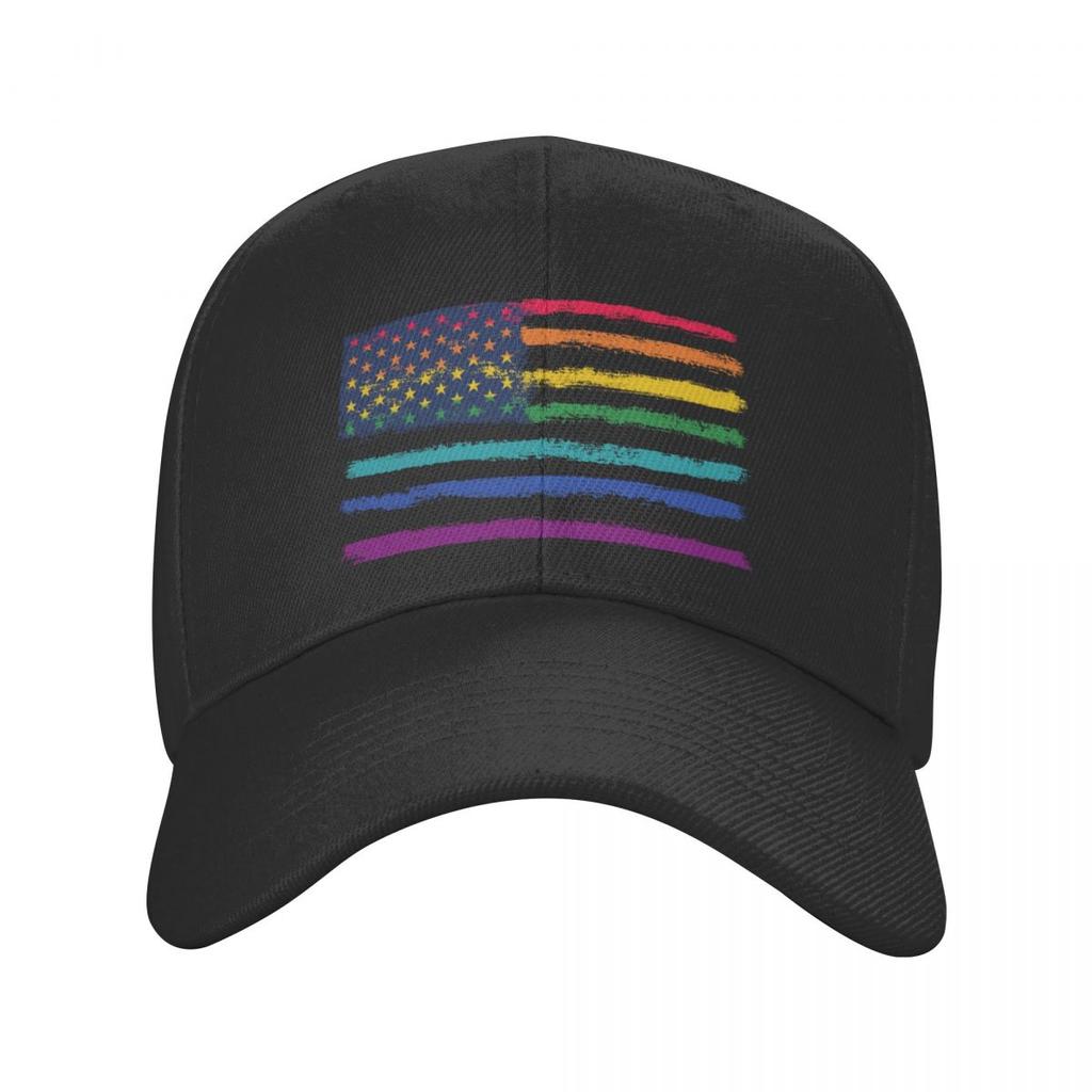 LGBT Gay Pride Rainbow American Flag Baseball Cap Sun Protection Unisex Women's Adjustable Dad Hat Spring Snapback Caps