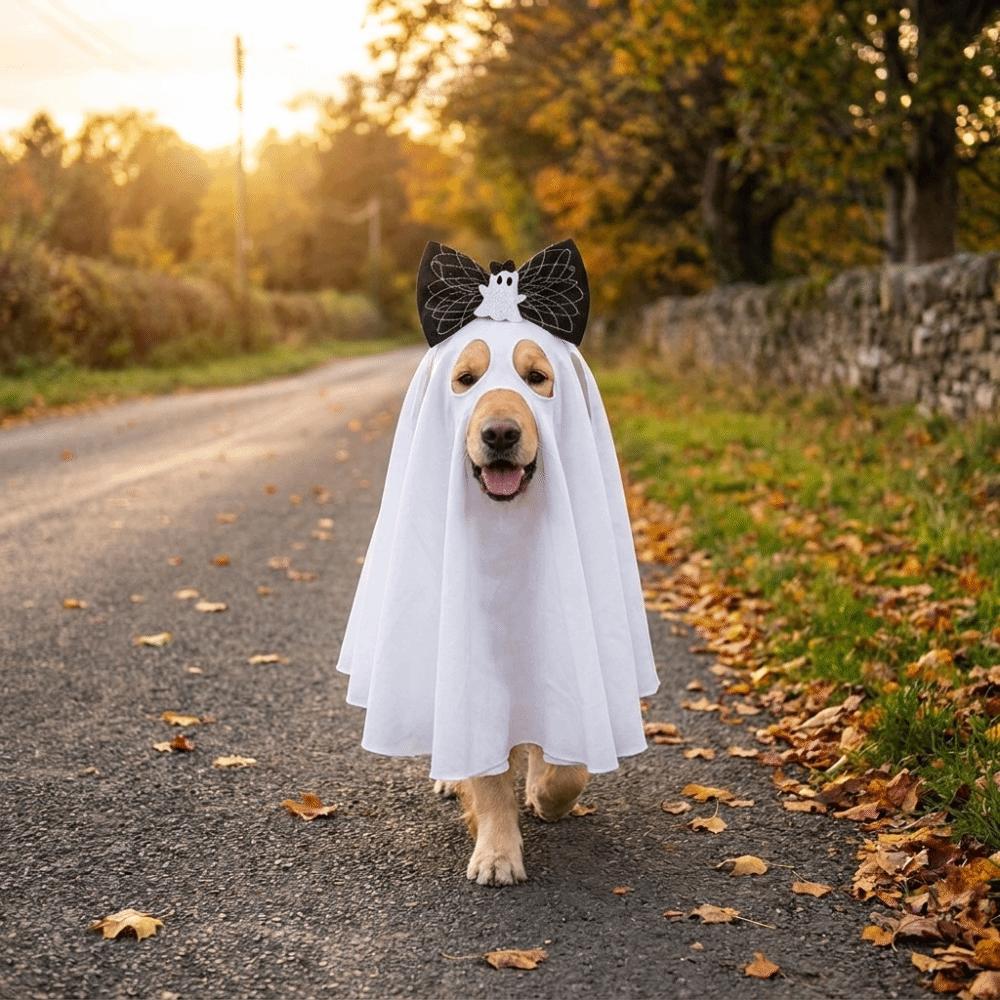 Breathable Dog Ghost Cape Spooky Pet Cosplay Clothes Funny Pet Transformation Costume Party