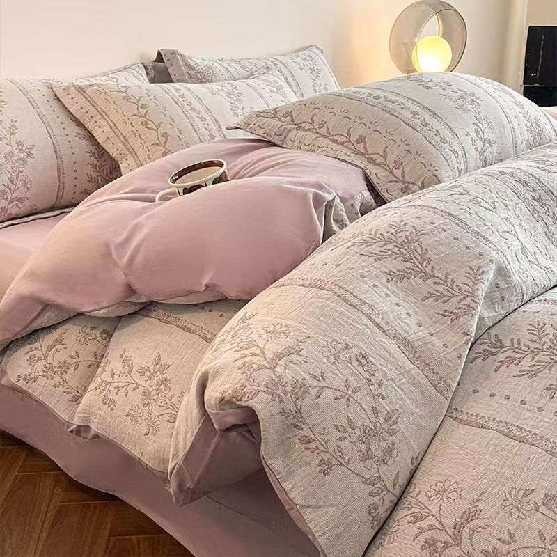 Постельное белье из чистого хлопка с начесом - Полный комплект из четырех предметов, включая простыни и наволочки из 100% хлопка - Трехкомпонентный комплект постельного белья