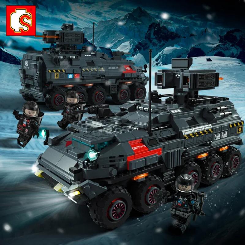 SEMBO BLOCKE 107005 Военный Транспортный Вездеход из Фильма «Блуждающая Земля» Конструктор Игрушка Подарок для Мальчиков