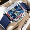 Роскошные Мужские Часы Электронные Квадратные LED Будильник Хронограф Часы Неделя Дата Двойное Время Кварцевые Часы