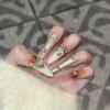 Autumn and Winter Wear Armor High-end Atmosphere Caramel Color Blush Magic Mirror Manicure Flash Love Diamond Removable Nail Piece
