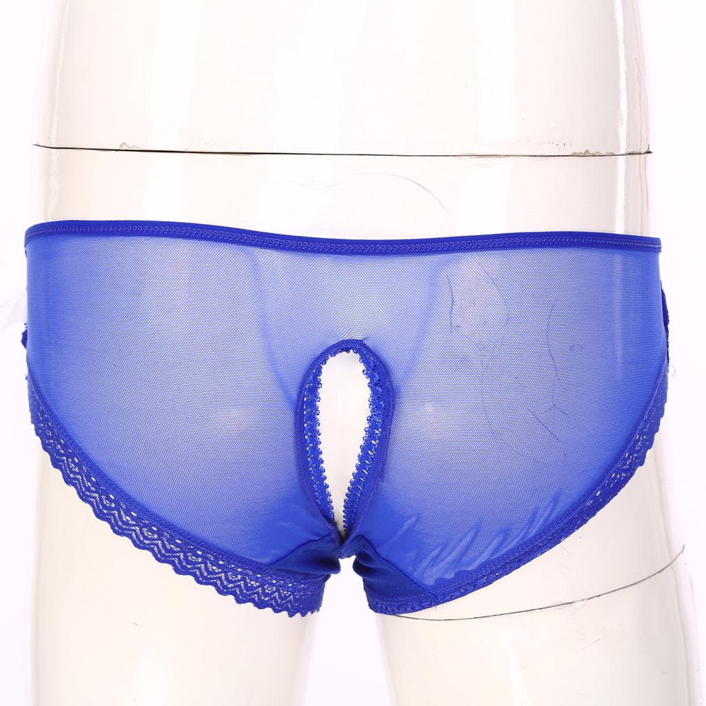 Men Sexy Lace Lingerie Knicker Briefs Sissy Underwear Bowknot Crotchless Panties Underpants Nightwear