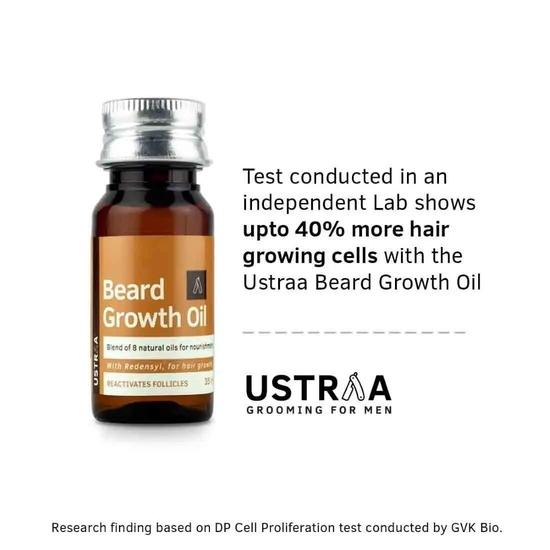 Ustraa Beard Growth Oil - 35ml - With Redensyl and 8 Natural Oils, Moisturizes & Nourishes, No Mineral Oil & Beard Wash Woody - 100 Ml
