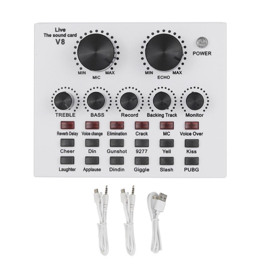 Удобный Аудио Микшер V8 Звуковая Карта Студийная Запись Караоке Запись Микрофон Звуковая Карта Белый Черный Внешняя Звуковая Карта Веб-трансляция Прямой Эфир