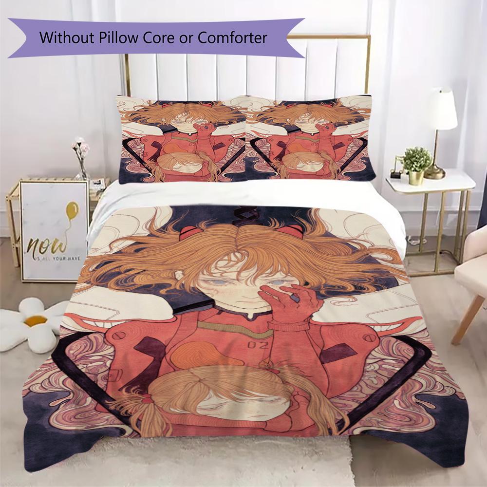 EVA Pattern Bedding,Quilt Set Quilt Cover Pillowcase Home Birthday Gift (1*duvet cover+2*pillowcase,without core)SSJT0917075