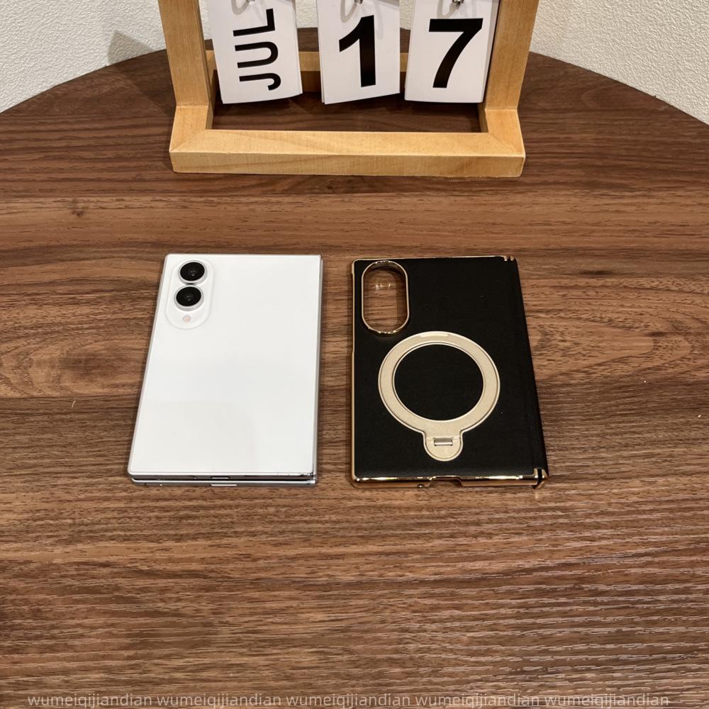Подходит для чехла мобильного телефона Samsung Galaxy ZFold1, широкий складной экран, новый кожаный узор, центральная ось-подставка, простой и модный