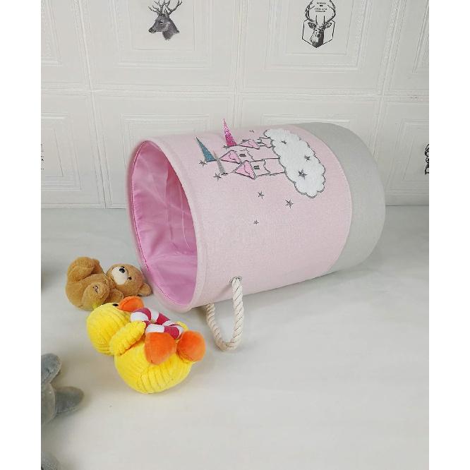 KUNRO Large Sized Round Storage Basket Organizer Bin Laundry Hamper for Nursery Clothes Toys