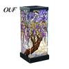 Warm LED Atmosphere Lamp Stained Glass Table Lamp, Rectangular Shape Night Light, Artistic Vertical Geometric Light with Soothing Glow Lighting