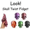 3D Printed Twisty Skull Fidget Toy, 3D Printed Skeleton, Rotating Clicker Fidget, Skull Sensory Toy for Stress Relief,, Halloween Gothic Novelty Gift