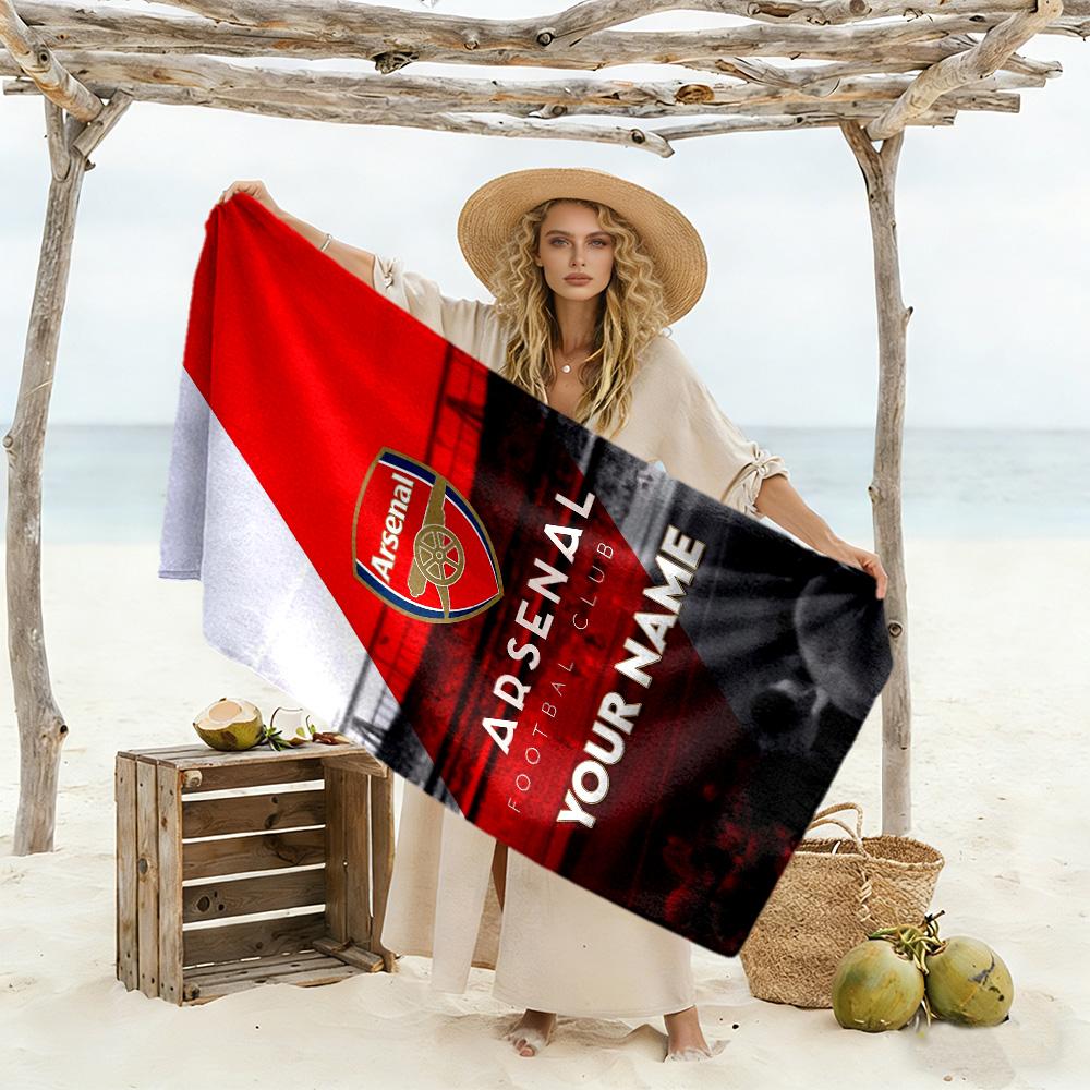 Arsenal F.c. Personalized Name Beach Towel Super Soft Microfiber Quickdry Fabric Perfect for Traveling Yoga Camping and Swimming