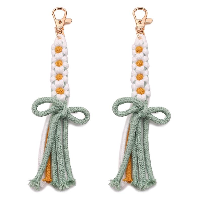 1pc/bag Alloy + Cotton Rope Daisy Key Chain DIY Craft Accessories