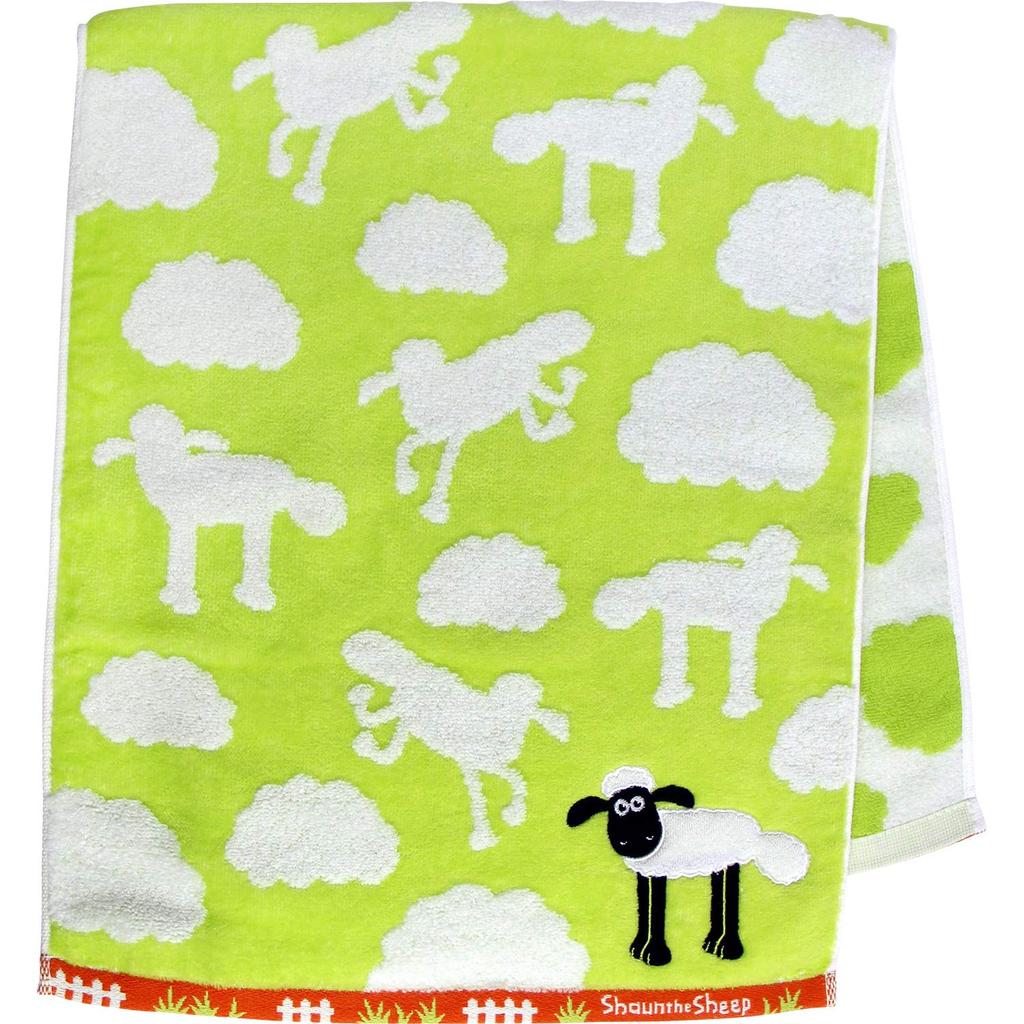 Hayashi Face Towel, Shaun the Sheep, Among the Clouds, Green, Approx. 34 x 80 cm, FJ201304