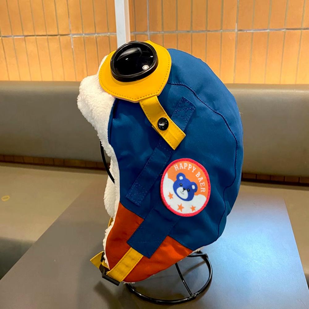 Fashion Cute Cartoon Pilot Hat Cold Proof with Glasses Ear Protection Cap Thickned Windproof Warm Hat Winter