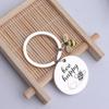 with Letters Stainless Steel Key Ring DIY Letters Round Pendants Bee Happy Key Chain  Father