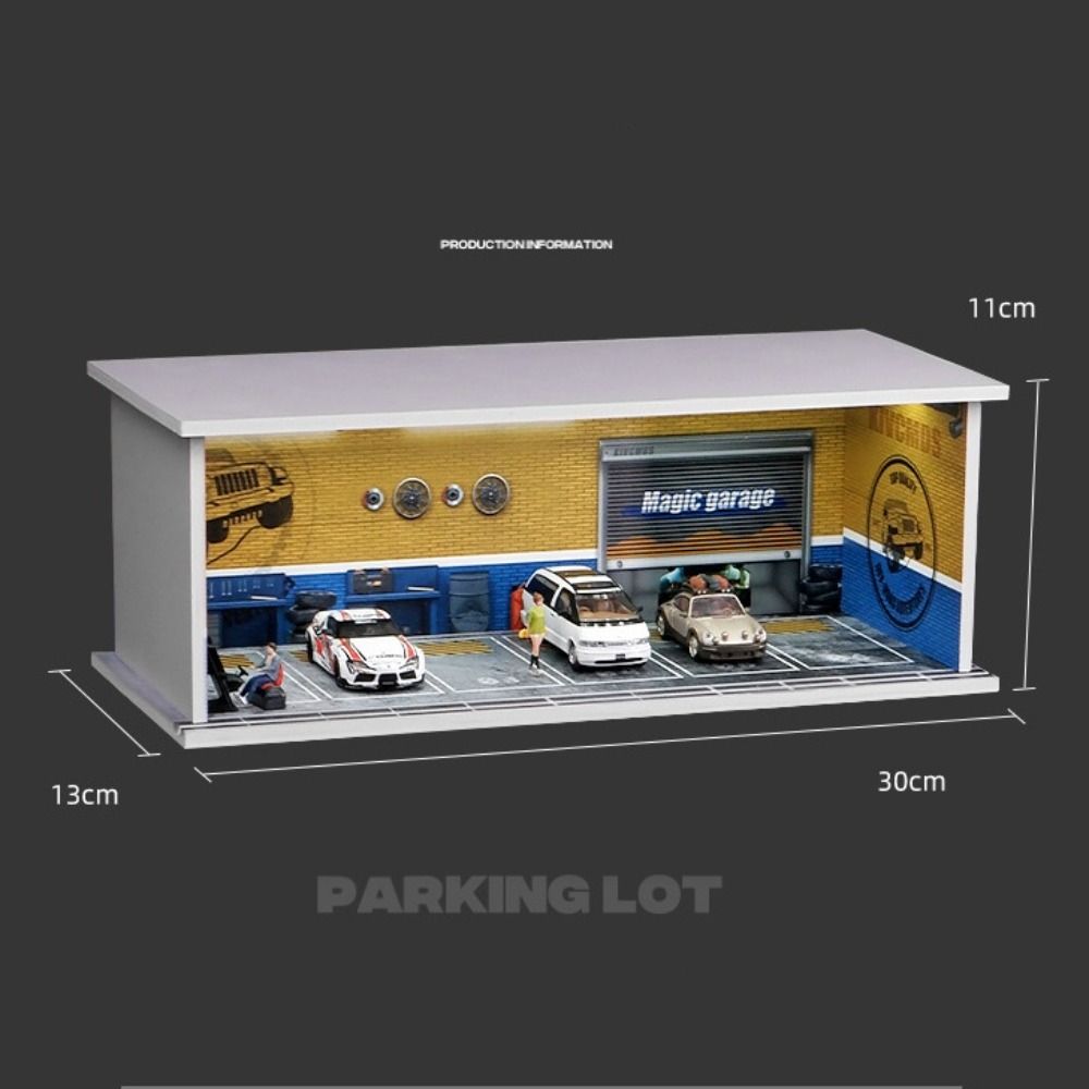Simulation Parking Lot Model With Lights Car Model Display Box Garage Scene Model Boys Gift