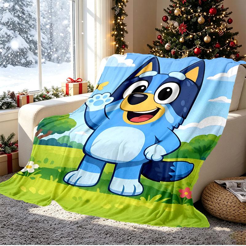 Bluey Pattern Blanket for Home Decoration, Bed, Sofa, Car Travel, Camping, Suitable for All Seasons, Birthday Christmas Gift